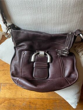 Bmakowsky Dark Brown Leather Hobo Bag with Silver wHardware